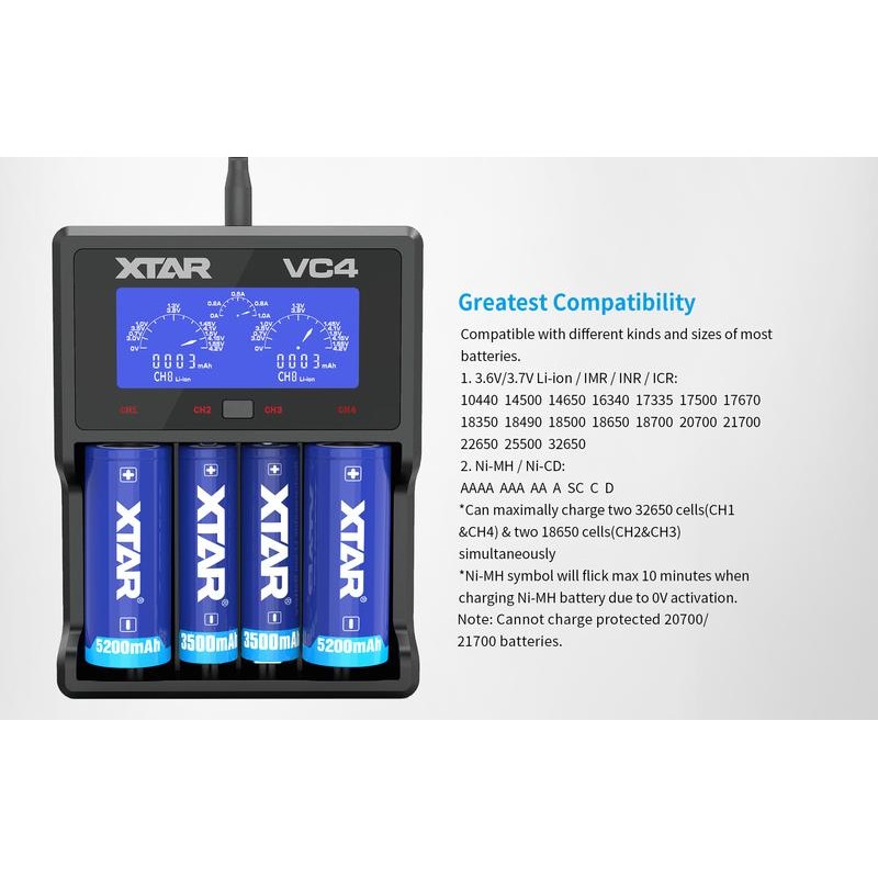 XTAR VC4 4 Bay Charger